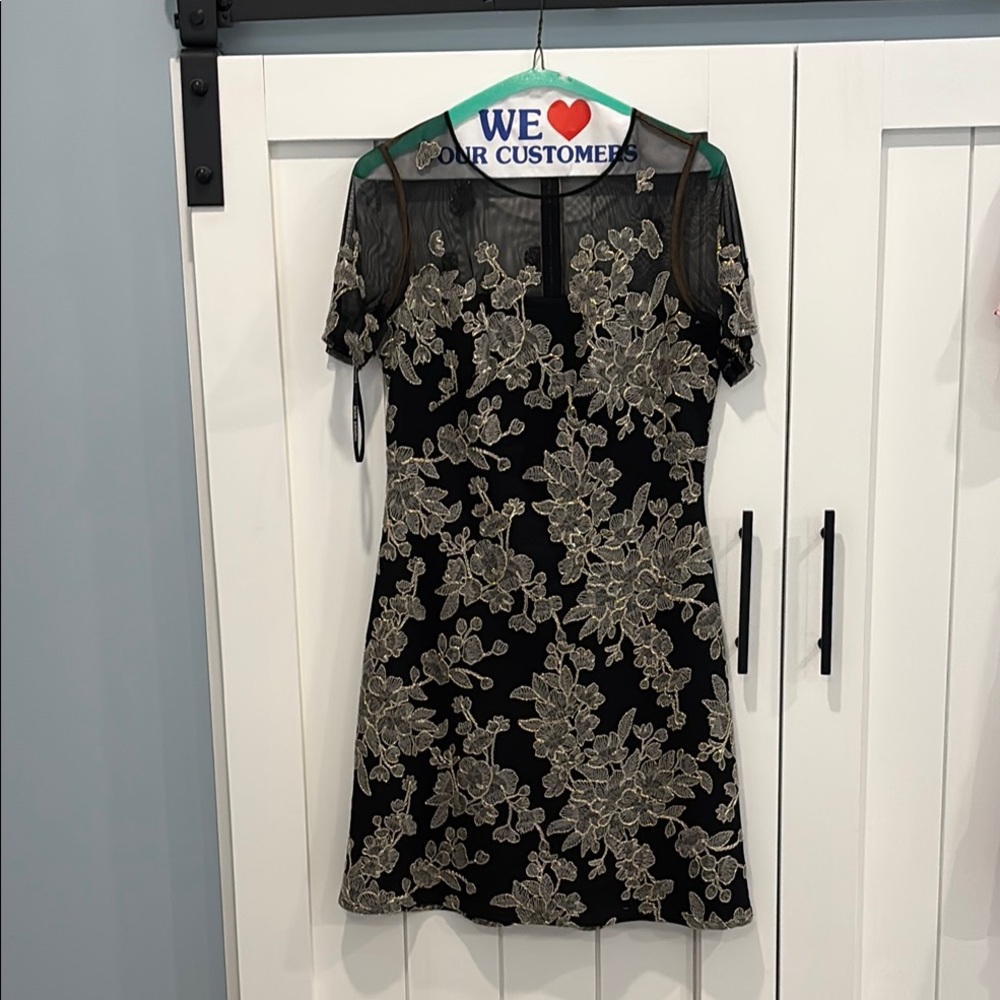 Elegant Black and Gold Floral Dress